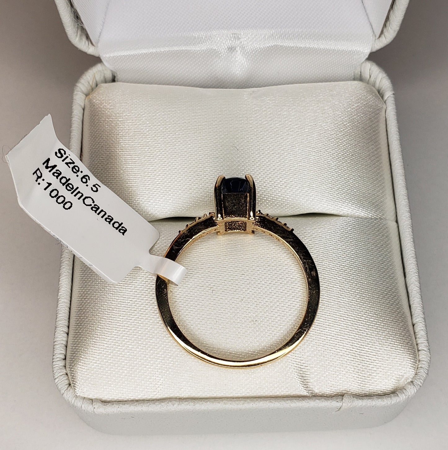 Yellow Gold & Natural Sapphire Ring with Diamonds - 10KT