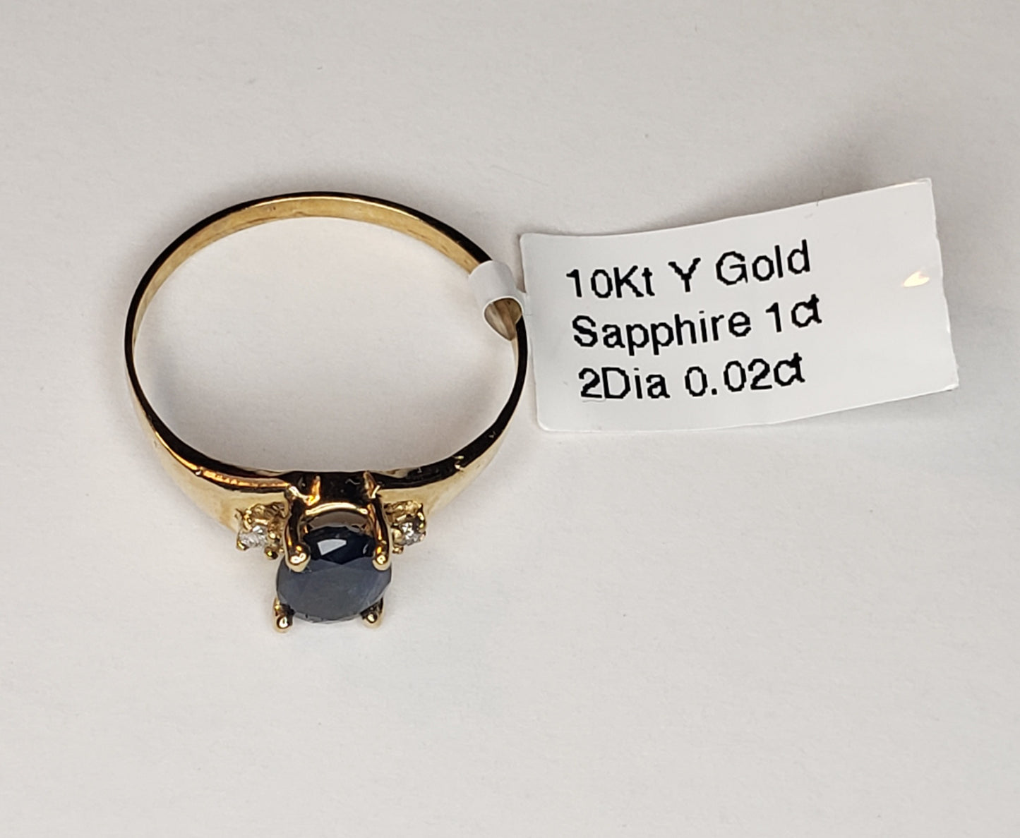 Yellow Gold & Natural Sapphire Ring with Diamonds - 10KT