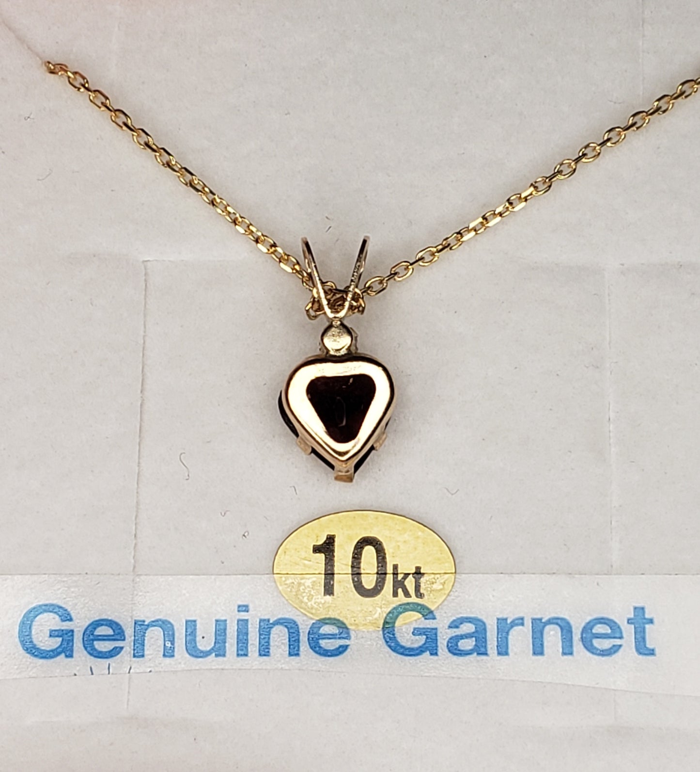 Natural Garnet Heart Pendant Necklace - 10KT Gold