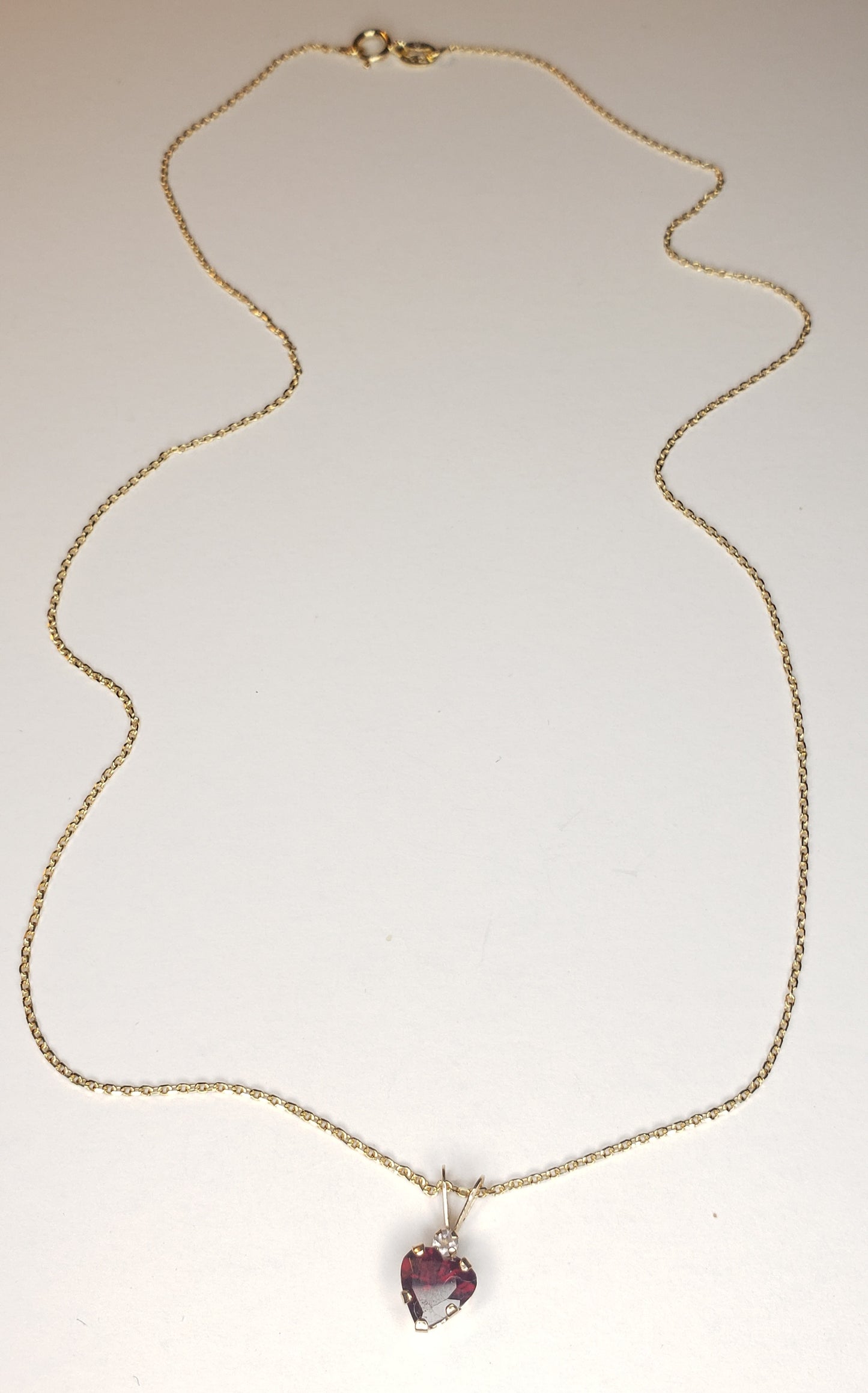Natural Garnet Heart Pendant Necklace - 10KT Gold
