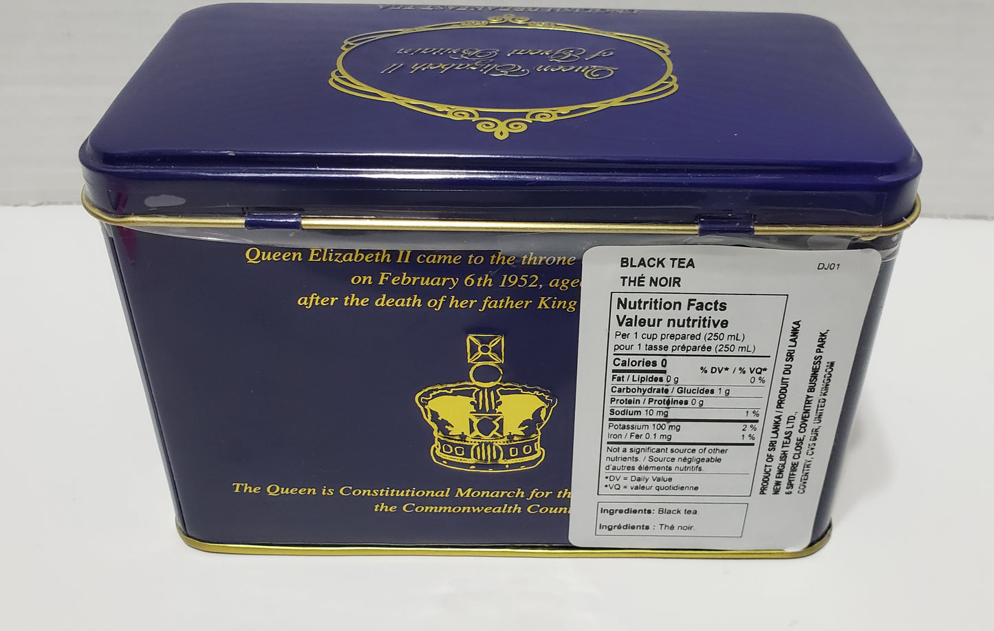 New English Teas Queen Elizabeth II Tea Tin English Breakfast Teabags