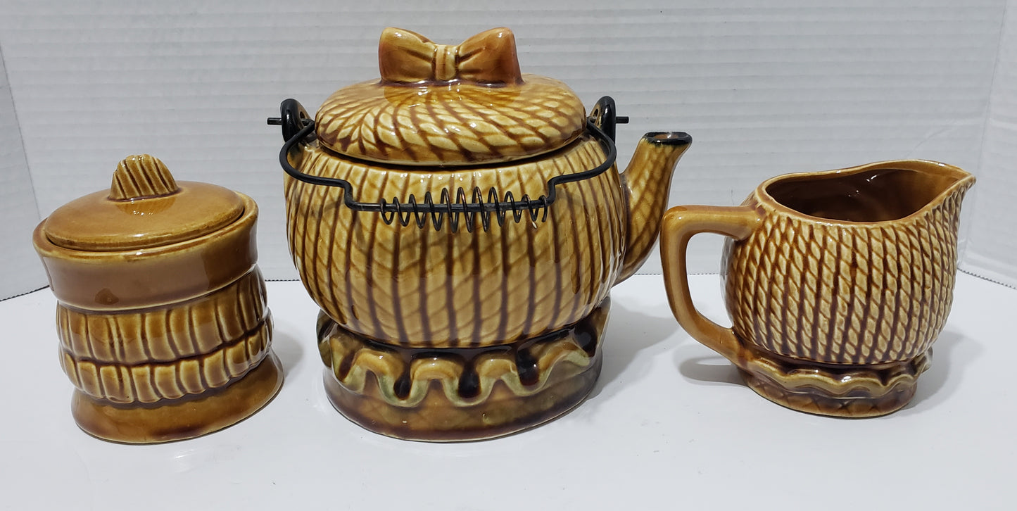 Grandmother Tea Pot/Creamer/Sugar Set - Vintage Japan