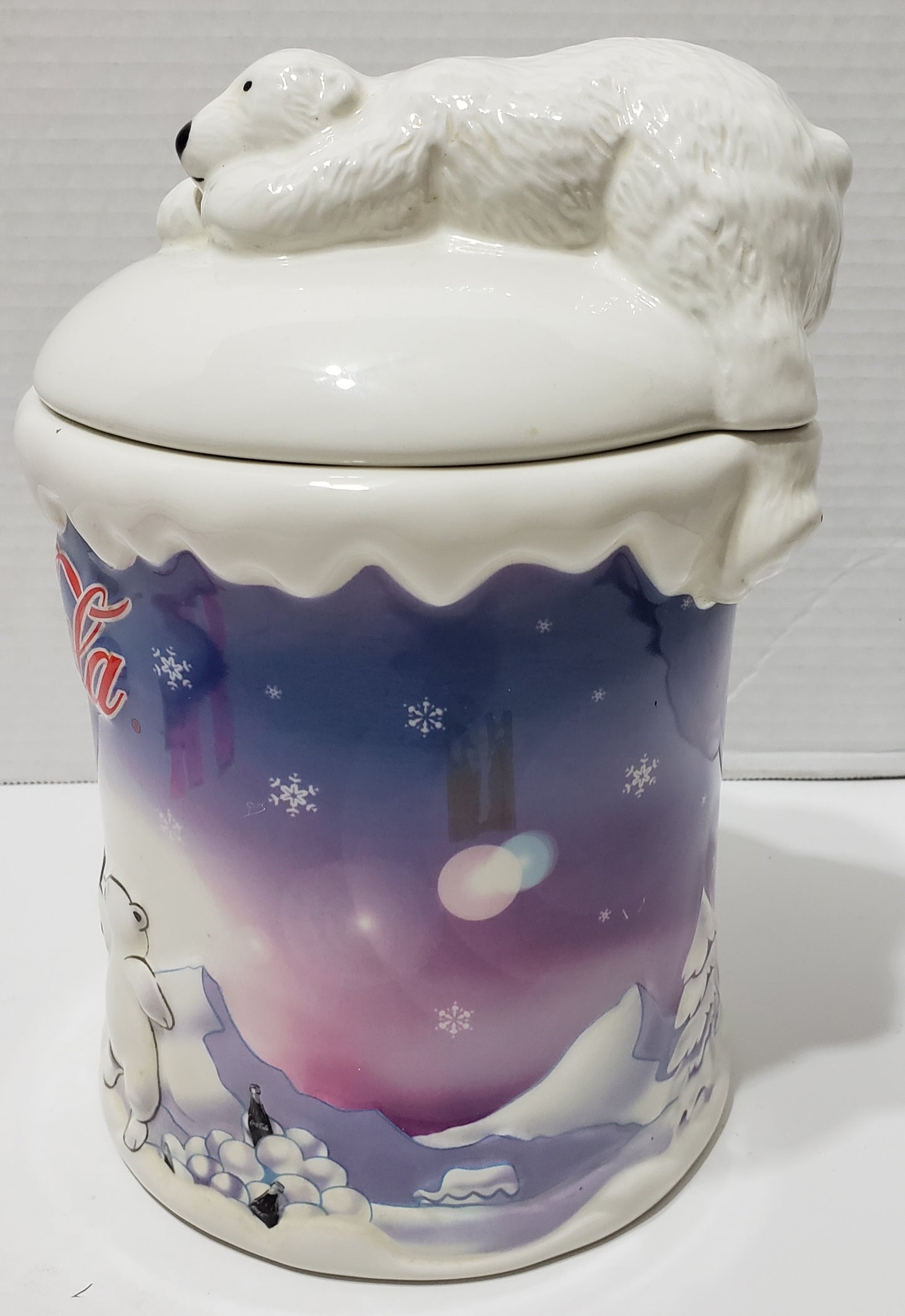Bocal à biscuits Coca-Cola en forme d'ours polaire - Objet de collection vintage 2002
