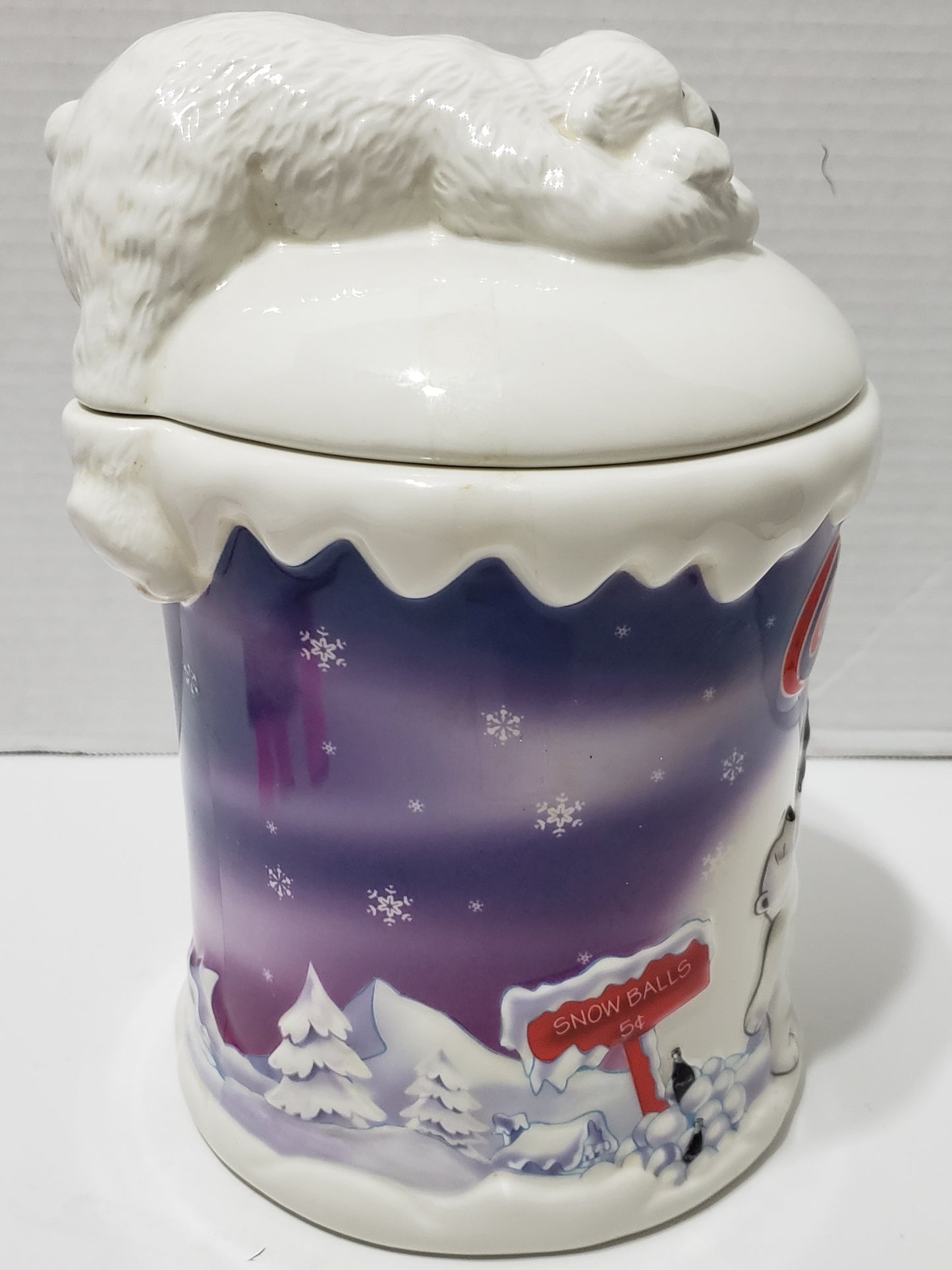 Bocal à biscuits Coca-Cola en forme d'ours polaire - Objet de collection vintage 2002