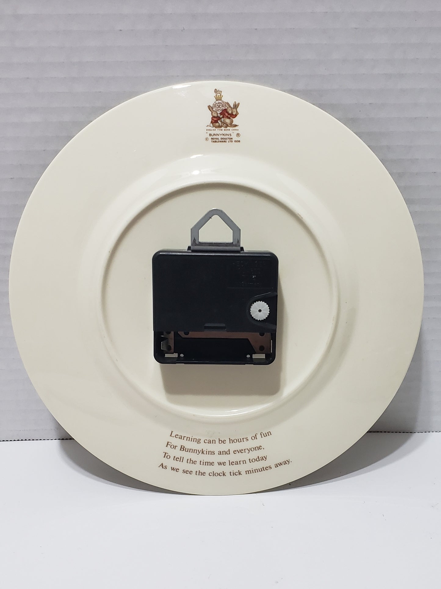 Royal Doulton Bunnykins Teaching Plate Clock - Vintage 1936 - Collectible