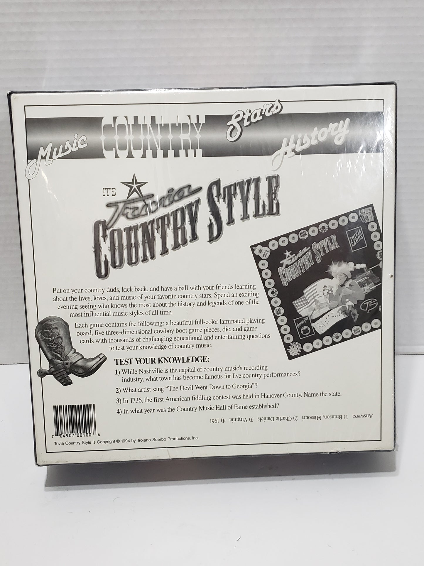 Trivia Country Style Board Game - Vintage 1994