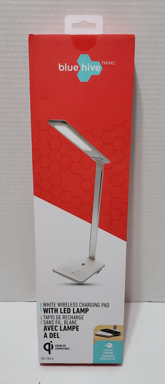 Blue Hive Wireless Charging Pad with LED Lamp - White