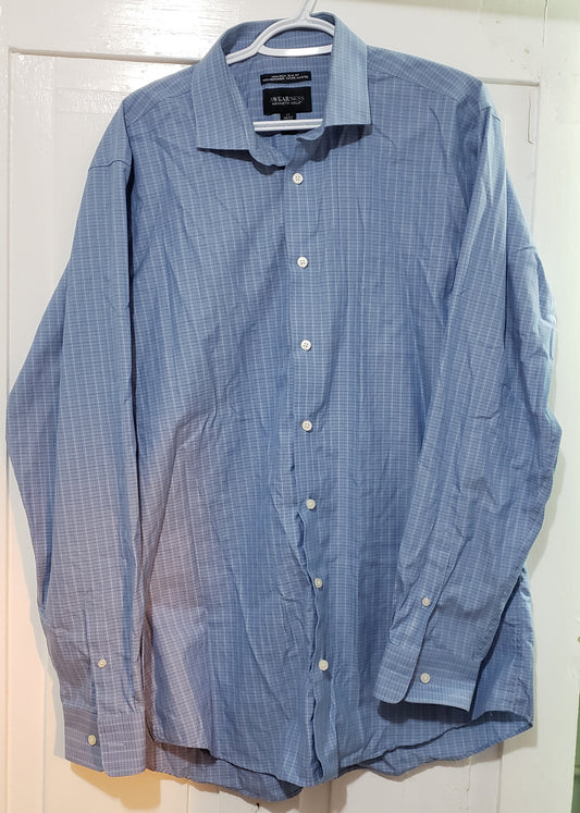 Kenneth Kole Awearness Dress Shirt, Mens, Blue, Slim, Used