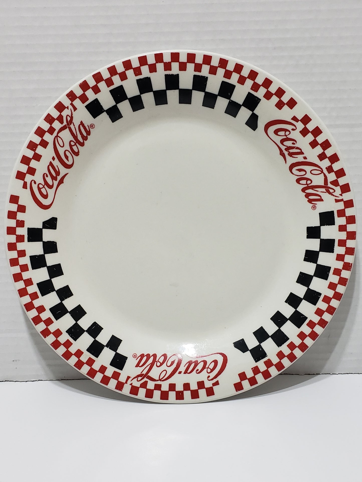 Coca-Cola Dinner Plate, Red/White/Black Checkered - Vintage 1996