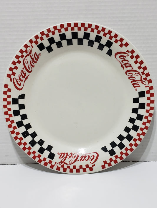 Coca-Cola Dinner Plate, Red/White/Black Checkered - Vintage 1996