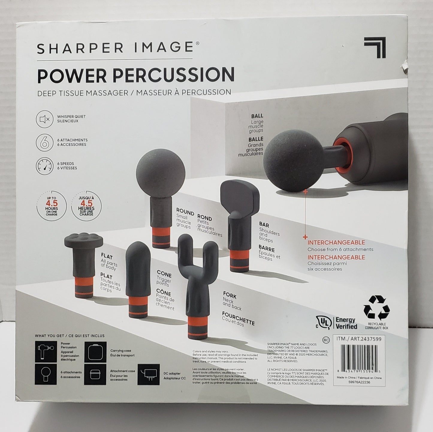 Appareil de massage des tissus profonds à percussion Sharper Image Power, neuf