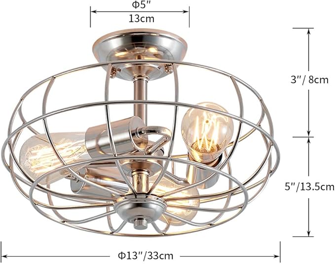 AGV Lighting Semi Flush Mount Cage Ceiling Light Fixture
