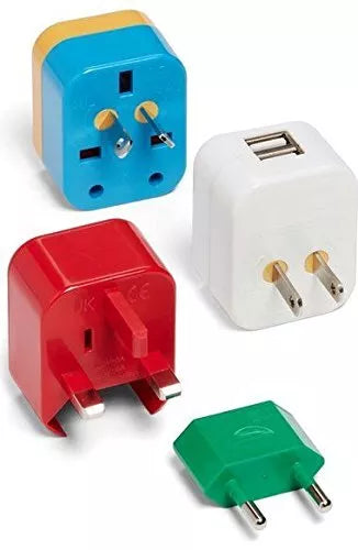 Flight 001 5-in-1 Color-Coded Universal Travel Adapter with 2 USB Ports