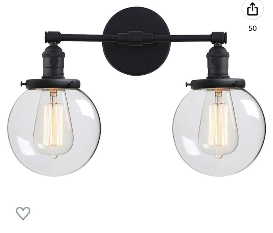 Phansthy Edison Light Fixture, 2-Light Wall Scones - Black