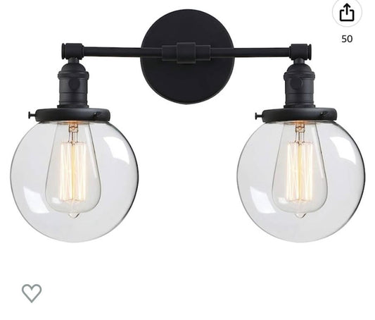 Phansthy Edison Light Fixture, 2-Light Wall Scones - Black